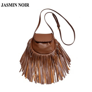 Jasmin NOIR กระเป๋าสะพายไหล่ สะพายข้าง หนัง PU แต่งพู่ สําหรับผู้หญิง