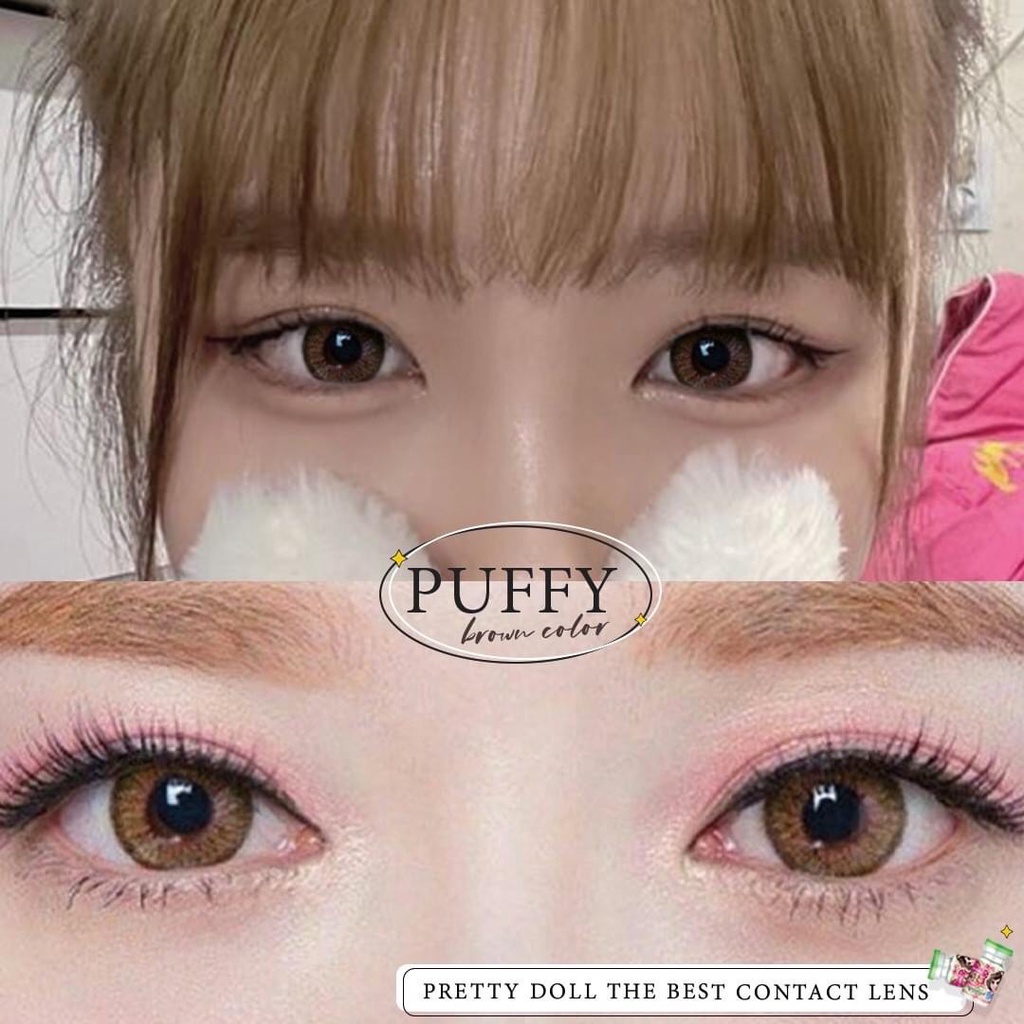 (COD)คอนแทคเลนส์ Contactlens รุ่น Puffyสายตา+ปกติ Prettydoll0.00ถึง - 6.00 เลนส์นิ่มสบายตา แถมตลับ