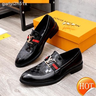 ✐♞✸【Free Shipping】Cowhide21LV mens oxford shoes fashion mens leather shoes, office shoes embossed mens business shoes