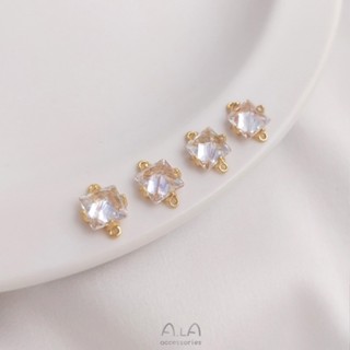 เครื่องประดับ ต่างหู สร้อยข้อมือ ชุบทอง 14k ฝังเพทาย ทรงสี่เหลี่ยม diy