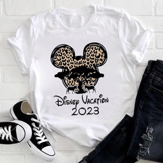 Funny  New Year clothes T-shirt 2023 Fashion Family Vacation Ropa Mujer hort leeve Basic White Tops rtoon เสื้อยืด