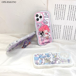 Realme Narzo 50 20 30A 50A 50i Prime GT Neo 3T 2 Pro 5G เคสเรียวมี สำหรับ Cartoon Melody Kuromi Wave Bracket เคส เคสโทรศัพท์ เคสมือถือ Soft Case Protective Shockproof Full Back Cover Casing