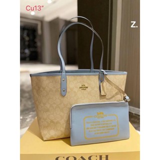 🔥Coach shopping 13นิ้ว☑️พร้อมกล่อง+ใบเล็ก งานหนังเงา กระเป๋าสะพายข้าง กระเป๋าสะพายผู้หญิง