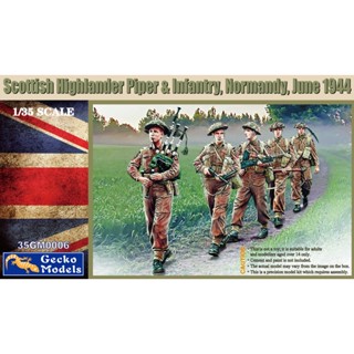 โมเดลฟิกเกอร์ทหาร Gecko Model 1/35 35GM0006 SCOTTISH HIGHLANDER PIPER &amp; INFANTRY NORMANDY, JUNE 1944