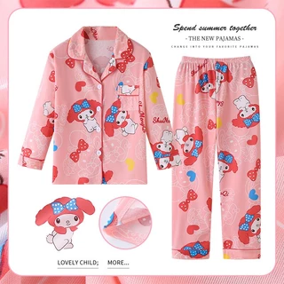 เสื้อผ้าสาวๆ ชุดนอนเด็กผู้หญิง หมีสตรอเบอร์รี่ คลูมิ ลายการ์ตูนยอดนิยม ผ้าคุณภาพสูง 85~150cm