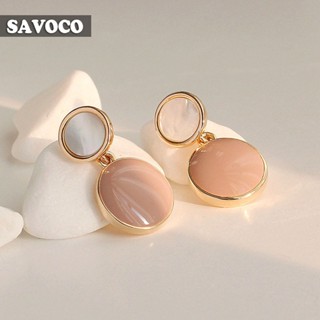 Savoco ต่างหูแฟชั่น โลหะผสม ทรงกลม เรขาคณิต สไตล์วินเทจ เครื่องประดับ สําหรับผู้หญิง SE036