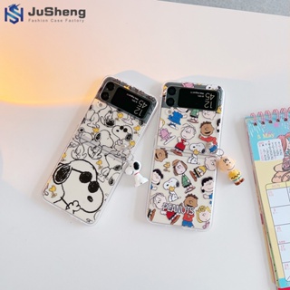 Jusheng เคสโทรศัพท์มือถือแฟชั่น ลายการ์ตูน Snoopy สําหรับ Samsung Z Flip4 Z Flip3