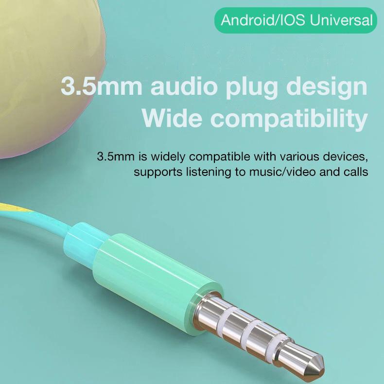 หูฟัง พร้อมไมค์โครโฟน Macaron Candy Series Stereo High Bass Handfree 3.5 มม. ชุดหูฟังแบบมีสาย