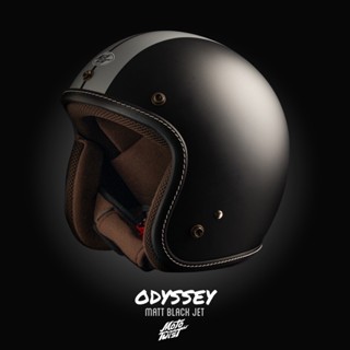 MOTOTWIST หมวกกันน็อคแบรนด์ไทยงานคุณภาพ รุ่น Odyssey สีดำด้าน JET ขอบดำเดินด้าย ไซส์ S-XXL