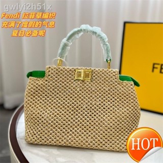 ☊▲✤【Free Shipping】CowhideOriginal factory Fendis Summer Fashion Handbang Knitted Kitten Bag High-end Quality Women Singl