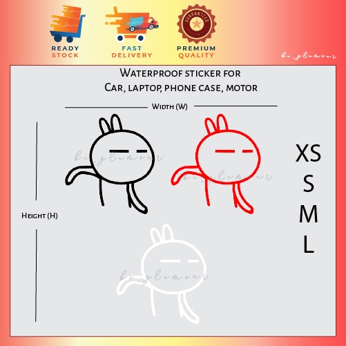 [D3] TUZKI สติกเกอร์สะท้อนแสงตลก stiker Kereta กันน้ํามอเตอร์รถยนต์เคสโทรศัพท์รูปลอก