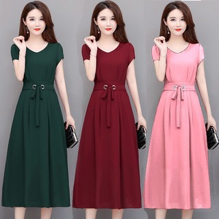 Free shipping  2026 new Formal Dress for Woman Casual Elegant Short Sleeve slim Dress Women's Casual A-Line Midi Dress Plus Size Red Black Green Pink L-4XL