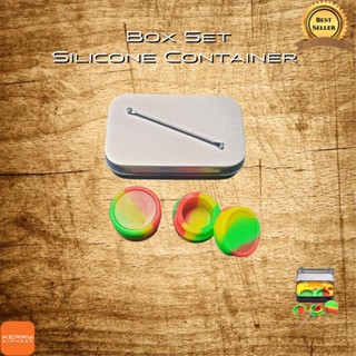 Silicone Container Box Set ชุดกระปุกซิลิโคน สำหรับออยล์ น้ำมัน พร้อมกล่อง และไม้เขี่ยไทเทเนียม