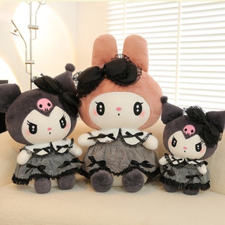Cute Sanrio Kuromi MyMelody Gothic Plush Toy Lolita Dress Soft Stuffed Doll Kids Gift