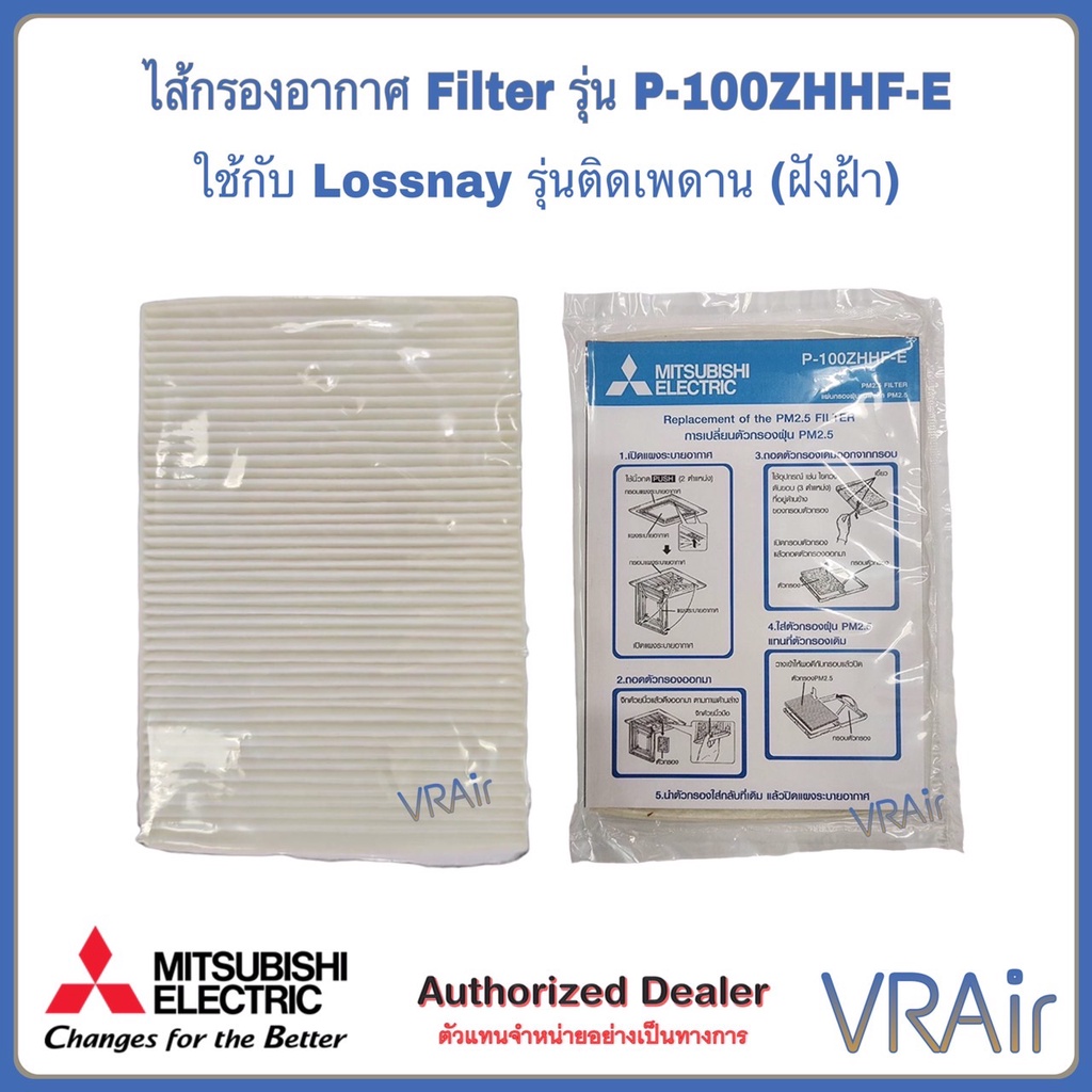 แผ่นฟอกอากาศ ฟิลเตอร์ Filter P-100ZHHF-E ใช้กับ Lossnay ฝังฝ้า/ติดเพดาน VL-100ZSK2-E