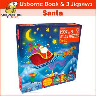 (ใช้โค้ดรับcoinคืน10%ได้) พร้อมส่ง *ลิขสิทธิ์แท้* หนังสือบอร์ดบุ๊ค + จิ๊กซอว์  3แผ่น Usborne Book and 3 Jigsaws: Santa