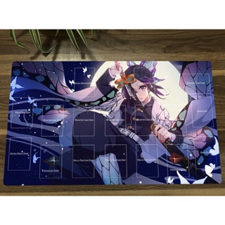 Kimetsu no Yaiba Yugioh Playmat Kochou Shinobu Anime CCG TCG แผ่นรองการ์ดเกม