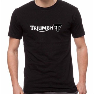 เสื้อยืดผ้าฝ้ายLINXING Triumph Motorcycles Sportbike 100% Cotton T-Shirt