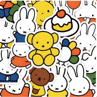 【64 ชิ้น】Miffy Stickers สติกเกอร์ ลายการ์ตูนกระต่ายน่ารัก สติ๊กเกอร์กันน้ำ สําหรับติดตกแต่งแล็ปท็อป โทรศัพท์มือถือ กระเป๋าเดินทาง