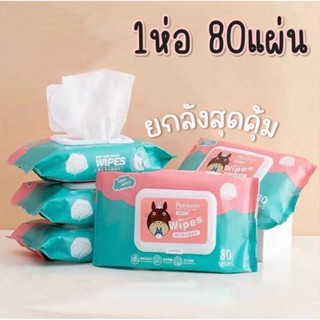 ทิชชู่เปียก กระดาษทิชชู่เปียก ไร้สาร ขายยกลัง Baby Wipes  1ลัง 70ห่อ