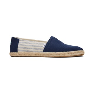 TOMS รองเท้าลำลองผู้หญิง สลิปออน รุ่น Alpargata Rope Navy Recycled Cotton University Stripes (C) รองเท้าลิขสิทธิ์แท้