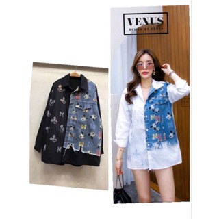 🏷Micky Shirt Jeans เสื้อเชิ๊ตแต่งผ้ายีนสกีนลาย Micky สุดน่ารัก งานสวยมากๆเลยนะคะ ใส่ปล่อยๆก็เก๋คะ แม๊ทกับกางเกงทุกแบบจ้า