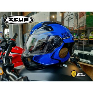 หมวกกันน็อค ZEUS ZS-811A PEARL BLACK -AL39 BLUE แถมฟรี!! สปอยเลอร์แต่งทรง