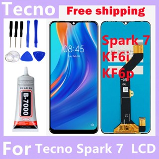 ของแท้ หน้าจอสัมผัส LCD ดิจิไทเซอร์ สําหรับ Tecno spark 7 LCD Tecno spark 7 LCD display 6.5 นิ้ว