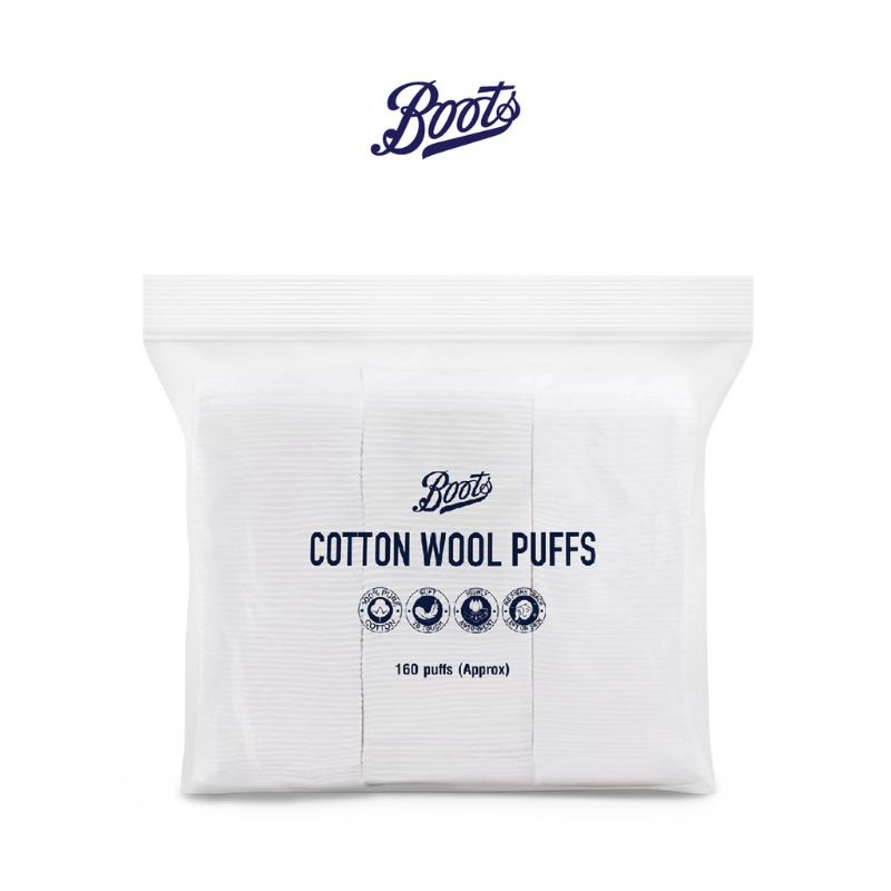 สำลีแผ่นรีดขอบ boots cotton 160 แผ่น เช็ดหน้าไม่ยุ่ย ส่งฟรี kerry