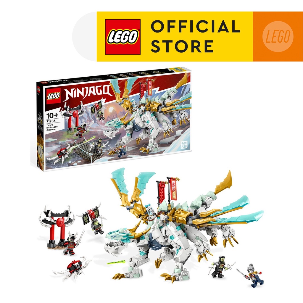LEGO NINJAGO 71786 Zane’s Ice Dragon Creature Building Toy Set (973 Pieces)
