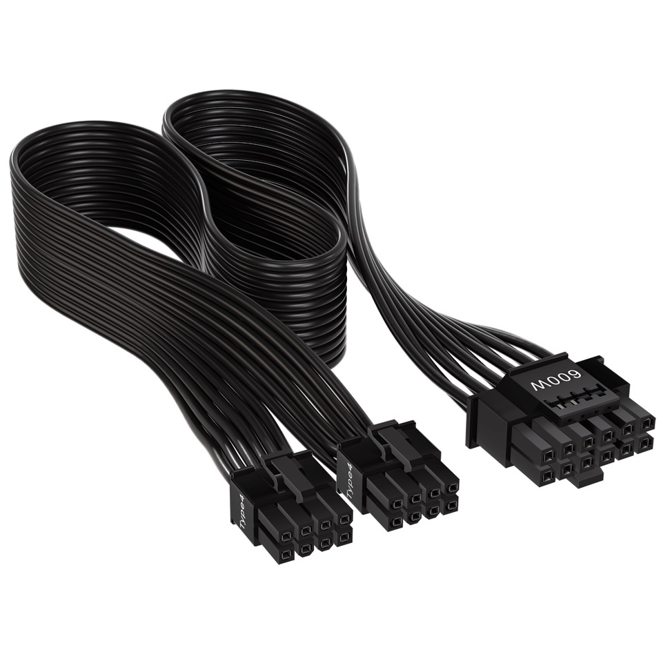 CORSAIR PCIE5 124 Pin (600W PCIe 5.0 12VHPWR Type-4 PSU Power Cable ...