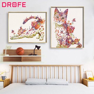 Drofe ภาพวาดสีน้ํามัน รูปแมวน่ารัก ไม่มีกรอบรูป ตามตัวเลข ขนาด 40*50 ซม. สําหรับตกแต่งผนังบ้าน เหมาะกับเด็ก ผู้ใหญ่