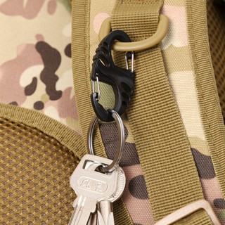 พวงกุญแจหัวเข็มขัดคู่ Carabiner ประเภท S สีดําขนาดเล็ก
