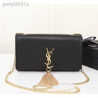 ✣✱(คุณภาพดั้งเดิมพร้อมกล่อง) Saint Laurent / Saint Laurent Women s bag Black gold metal Animal leather flap chain bag in