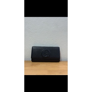 ลด25%เหลือ5,625 กระเป๋าสตางค์ ใบยาว แบบกระดุมGUCCI Soho Continental FlapWalletสีดำขนาด //  7.5" (L) 