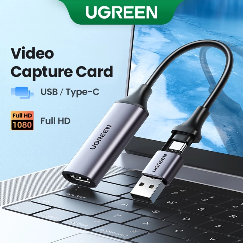 【ใหม่】UGREEN การ์ดจับภาพวิดีโอ 4K HDMI เป็น USB Type-C HDMI สําหรับ Xbox กล้อง DVD บันทึกสตรีมสด
