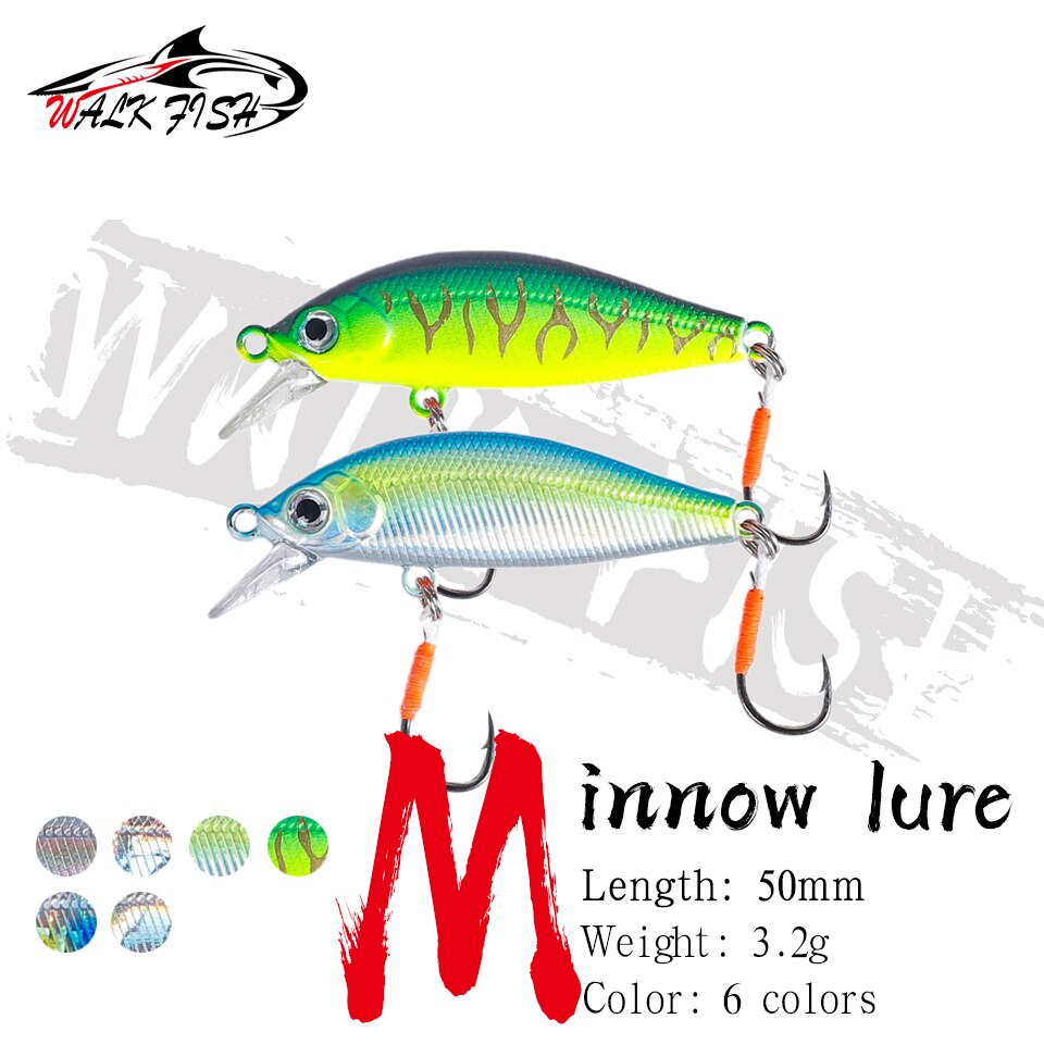เดินปลา 50 มม./3.2g Sinking Minnow Lure Stream ปลาเทราท์ Peche Leurr เหยื่อประดิษฐ์ Perch Pike ปลาเทราท์
