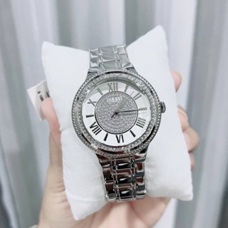 (ผ่อน0%) นาฬิกา คริสตัลแน่น สวยวิบวับ ❄️  GUESS Satinless Steel Crystal (U0637L1)  ✔️หน้าปัด 36mm. สายสแตนเลส