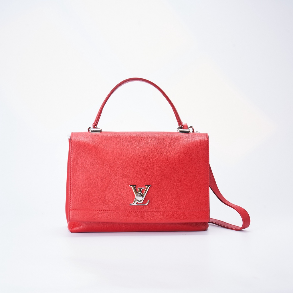 ♘ﺴLouis Vuitton lv bag สีแดง กระเป๋าโซ่ lockme ใบใหญ่