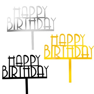 【10 ชิ้น】การ์ดตกแต่งเค้กวันเกิด ตัวอักษร Happy birthday แบบเสียบปลั๊ก