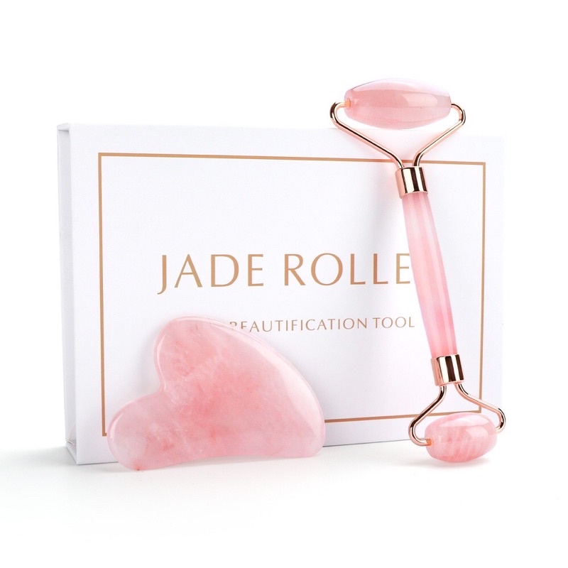 (พร้อมส่ง) หินหยกกัวซาแท้ Natural Rose Quartz Jade Roller Gua