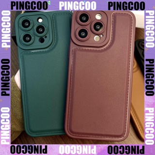 PingCoo - Simple Case For iPhone 14 13 12 Pro Max 11 XR XS TPU Soft Vintage Faux Leather Texture Black Brown Green Purple Comfortable Hand Feeling Camera Protection Shockproof