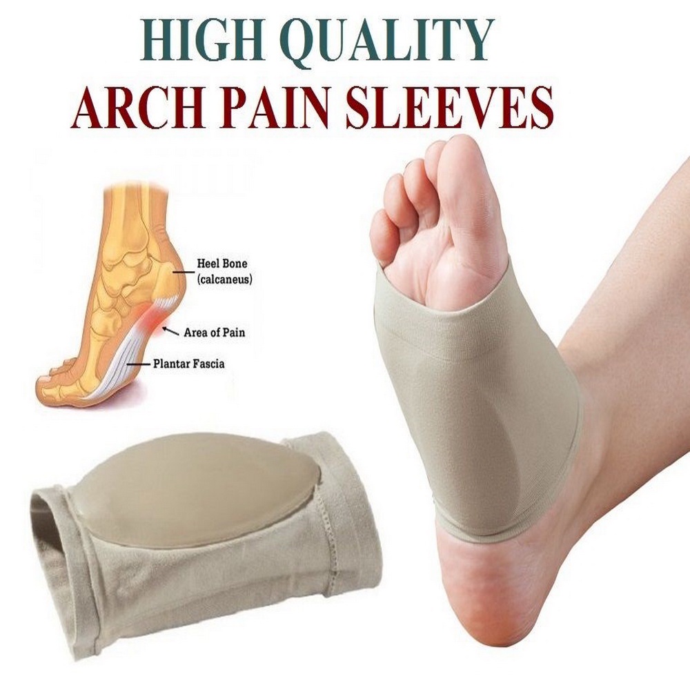 แผ่นเสริมซิลิโคนรัดพยุงฝ่าเท้าช่วยให้สบายเท้าหายปวด / เมื่อยล้าเท้า SILICONE ARCH SUPPORT FOOT BRACE สีกากี 1 คู่