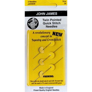 John James Twin Pointed Quick Stitch Needles เข็ม 2 ปลาย เบอร์ 28 (แพ็ค 3 อัน)