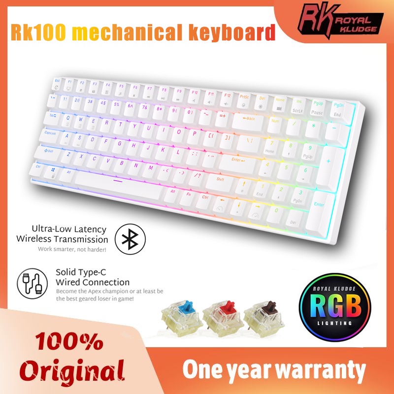RK100 RK860 Royal Kludge Bluetooth 2.4G RGB Hotswappable Mechanical Keyboard