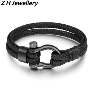 [Z H Jewelry] สร้อยข้อมือหนัง หัวเข็มขัดเกือกม้า สไตล์ฮิปฮอป วินเทจ เครื่องประดับแฟชั่น คู่รัก ปาร์ตี้ สําหรับผู้ชาย