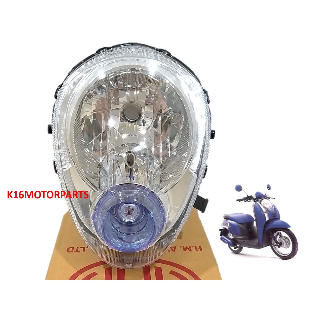 ไฟหน้า โคมใส หรี่ฟ้า รุ่น SCOOPY-I ปี09-11 สกูปปี้ไอเก่า จานฉาย # 2004-079-ZWB # ยี่ห้อ HMA