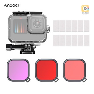 Andoer เคสกล้องใต้น้ํา กันน้ํา 35 เมตร พร้อมฟิลเตอร์สี แบบเปลี่ยน สําหรับ GoPro Hero10 9