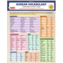 Korean Vocabulary Language Study Card