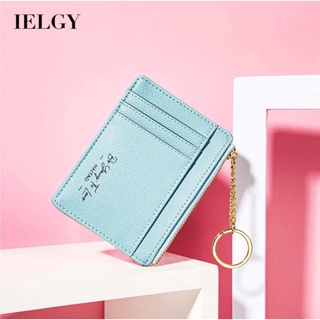 Ielgy กระเป๋าสตางค์ ใบเล็ก มีซิป พร้อมหัวเข็มขัด สีพื้น สําหรับผู้หญิง